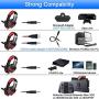 BlueFire Stereo Gaming Headset for PS4, PC, Xbox One Controller, Noise Cancelling Over Ear Headphones with Mic, LED Light, Bass Surround, Soft Memory Earmuffs for Laptop Nintendo Switch (Black-Red)