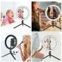 Ring Light, OUTAD 10.2" LED Selfie Ring Light with Tripod Stand & Phone Holder, Bluetooth Remote Shutter Desk Ring Light for iPhone/Android, 10 Brightness Level & 3 Light Modes, for Live Stream/Makeup