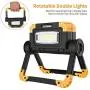 RUNACC LED Work Light USB Rechargeable Folding Portable Waterproof 2 COB 2000LM Flood Light Stand Working Lights for Outdoor Camping Hiking Emergency Car Repairing and Job Site Lighting, 360°Rotation