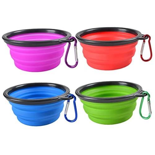 Guardians Collapsible Dog Bowls, Travel Dog Water Bowl Portable Foldable Food Dishes with Carabiner Clip for Travel