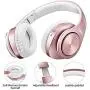 Bluetooth Headphones Wireless,Tuinyo Over Ear Stereo Wireless Headset 35H Playtime with deep bass, Soft Memory-Protein Earmuffs, Built-in Mic Wired Mode PC/Cell Phones/TV- Rose Gold