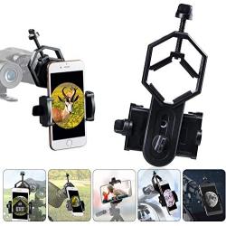 UniqueFire Telescope Phone Mount Universal Smart Phone Adapter Holder for Spotting Scope, Binoculars, Monocular, Microscope, 360° Rotatable Cellphone Clip fits Almost All Smartphone on The Market