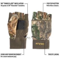 Hot Shot Men’s Camo Bulls-Eye Fleece Pop-Top Mittens – Realtree Edge Outdoor Hunting Camouflage