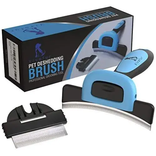 Vivafur Pet Deshedding Brush- Effective 4”Curved Blade Reduces Shedding by Up to 95% for Dogs and Cats with Short and Long Hair- 2”Flat Blade Included Vivafur Pet Deshedding Brush- Effective 4”Curved Blade Reduces Shedding by Up to 95% for Dogs and Cats with Short and Long Hair- 2”Flat Blade Included