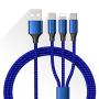 Blue 4ft+6.6ft 2pack 3in1 Cable 3A Multiple Devices Phone Connector Universal USB Charger Cord Adapter Compatible with Cell Phone Note Tablets and More