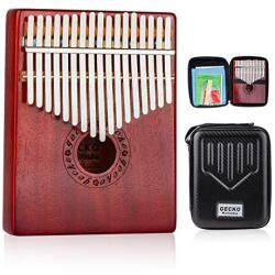 GECKO Kalimba 17 Keys Wide Key Thumb Piano builts-in EVA high-Performance Protective Box, Tuning Hammer and Study Instruction.K17MA