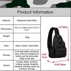 Tactical Military Chest Sling Bag Water Resistant MOLLE Shoulder Backpack Mens One Strap Daypack with Water Bottle Holder