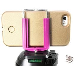 DaVoice Cell Phone Tripod Adapter Mount Holder Clamp Compatible with iPhone X XS Max XR Se 8 7 6 6s Plus Samsung Galaxy S9 S8 S7 Adjustable Smartphone Bracket Clip Cellphone Attachment (Hot Pink)