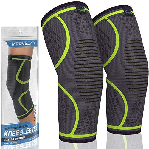 MODVEL 2 Pack Knee Compression Sleeve | Best Knee Brace | Knee Support for Arthritis, ACL, Meniscus Tear, Running, Biking, and Sports | Joint Pain Relief.