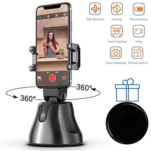 Phone Mount 360°Rotation Auto Face-Object Tracking Smart Shooting Camera Selfie Stick for TikTok/YouTube/Live Stream/Makeup/Compatible with iPhone Android Samsung