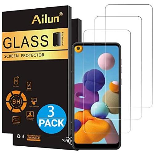 Ailun Screen Protector for Galaxy A21 3 Pack Tempered Glass Ultra Clear Anti-Scratch Case Friendly