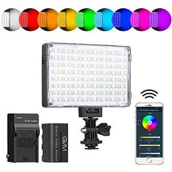 GVM RGB Video Light with APP Control, 360 ° Full Color Led Camera Light CRI97 + Dimmable 3200K-5600K Rechargable Led Video Light Panel for YouTube DSLR Camera Camcorder Photo Lighting, LCD Display