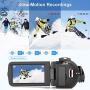 Video Camera 2.7K Camcorder Ultra HD 36MP Vlogging Camera for YouTube IR Night Vision 3.0" LCD Touch Screen 16X Digital Zoom Camera Recorder with Microphone Handheld Stabilizer Remote Control