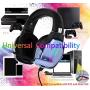 PS4 Headset PC Gaming Headset Stereo Surround Sound Over-Ear Gaming Headphones with Mic Breathing RGB Rainbow Light Noise Cancelling & Volume Control for Laptop (3.5mm Splitter Cable Included)