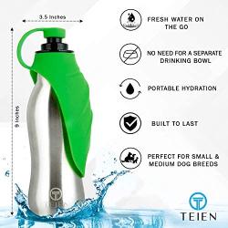 Dog Water Bottle, Stainless Steel Dog Water Dispenser, Portable Dog Water Bottle for Walking, Hiking, Running, Travel Dog Water Bottle, Easy to Use (Green)