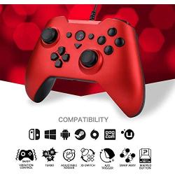 ZD-O Wired Gaming Controller 6 Remappable Multi-Function Buttons for Steam Nintendo Switch,Lapto/PC(Win7-Win10),Android Smartphone Tablet VR TV Box (O-Red)