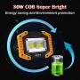 LED Work Light, 2 Pack HOKOILN 2 COB 30W 1500LM Rechargeable Work Light, LED Portable Waterproof LED Flood Lights for Outdoor Camping Hiking Emergency Car Repairing and Job Site Lighting