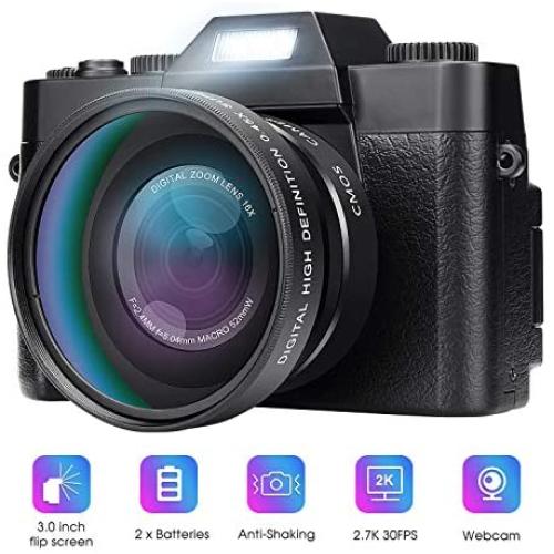 Digital Camera Vlogging Camera for YouTube 30MP Video Recorder Camcorder 180 Degree Rotation 3.0Inch LCD Screen 16X Digital Zoom KOMERY Interchangeable-Lens Digital Cameras, 2 Batteries