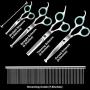 J-Bonest 8PCs Stainless Steel Dog Grooming Scissors Kit, Heavy Duty Pet Grooming Trimmer Set with Thinning, Straight, Curved Shears Comb for Large Small Dog Long Short Curly Hair