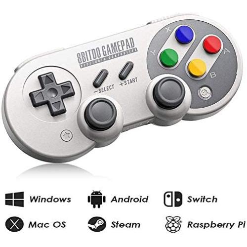 8Bitdo SF30 Pro Wireless Bluetooth Controller with Joysticks Rumble Vibration USB-C Cable Gamepad for Mac PC Android Nintendo Switch Windows macOS Steam With Carrying Case