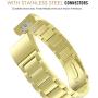 MoKo Fitbit Charge 2 Band, Universal Stainless Steel Watch Band Strap Bracelet + Connector for 2016 Fitbit Charge 2 Heart Rate + Fitness Wristband (Smart Watch NOT Included), Gold