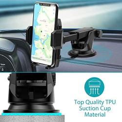 Car Phone Mount Holder, Quntis Universal Car Cell Phone Holder for Dashboard Windshield with Sticky Pad, Easy Button Release, Extendable Arm Fit for iPhone Samsung Galaxy Google LG (2.36"-3.74" Width)