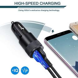 Car Charger, Ailkin 3.4a Fast Charge Dual Port USB Cargador Carro Lighter Adapter for iPhone X XR XS Max 8 Plus 7s 6s, 11 Pro Max, iPad, Tablet, Samsung Galaxy S10 Plus S7 j7 S10e S9 Note 8, LG, GPS