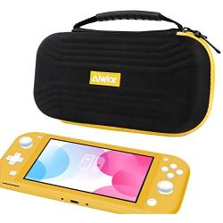 Carry Case for Nintendo Switch Lite, Hard Shell Case Compact with Original Nintendo AC Adapter, 18 Games and 4 SD Cards, Zipper Pouch for Switch Joy-con & Accessories (Black/Yellow)