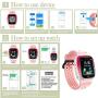 themoemoe Kids GPS Watch, Kids Smartwatch with GPS Tracker Waterproof Phone Smartwatch 1.44 SOS Touch Screen Flashlight Camera Math Game Chat (Pink)
