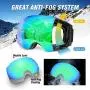 Odoland Magnetic Interchangeable Ski Goggles with 2 Lens, Large Spherical Frameless Snow Goggles for Men & Women, OTG and UV400 Protection Odoland Magnetic Interchangeable Ski Goggles with 2 Lens, Large Spherical Frameless Snow Goggles for Men & Women, OTG and UV400 Protection
