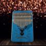 Kalimba Thumb Piano 17 Keys, Portable Mbira Finger Piano Gifts for Kids and Adults Beginners, with Study Instruction and Carry Bag, Easy to Learn Portable Musical Instrument, Wood Finger Piano Blue