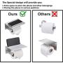 Smarthome Toilet Paper Holder with Shelf – Silver Anti-Rust Aluminum Tissue Roll Holder with Phone Shelf for Modern Bathroom, 3M Self Adhesive No Drilling or Wall-Mounted with Screws