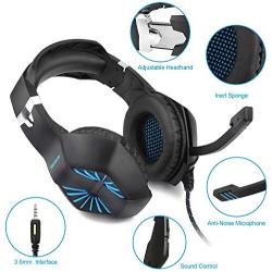 PECHAM Gaming Headset with Mic for Xbox One, PS4,Nintendo Switch, PC - Surround Sound, Noise Reduction Game Earphone - Easy Volume Control - 3.5MM Jack for Smart Phone, Laptops, Computer(Blue)