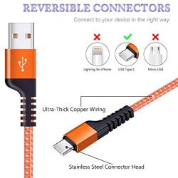 USB Type C Charger Cable,KiBlue 3 Pack 6ft Fast Type C Charger Cord Braided Type C Cable Compatible for Samsung Galaxy S10 S10 Plus S10e S9 S8 Plus Note 9 8,LG Stylo 4 G8 G6 V40,Nexus 5X/6P,Moto X4/Z3