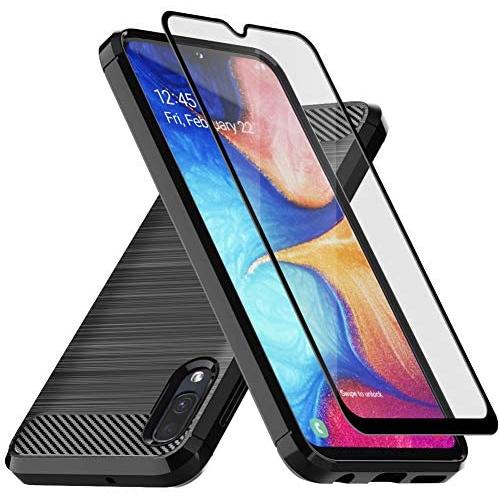 Muokctm Samsung Galaxy A10E Case, with Tempered Glass Screen Protector, Slim Soft TPU Protective Rubber Bumper Case Cover for Samsung Galaxy A10E Phone (Black)