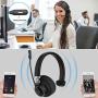 Trucker Bluetooth Headset with Microphone, KKUYI 40 Hrs Wireless Headset, Noise Cancelling Mic, On Ear Headphones, Cell Phone, Skype, Truck Driver, Call Center