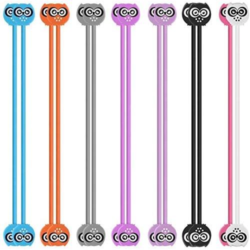 SUNFICON 14 Pack Twist Ties Silicone Cable Clips Straps Magnetic Cable Organizers Owl Headphone Earbuds Cord Winder Manager Keeper Bookmark Whiteboard Fridge Magnets Holder Home Office School Kitchen