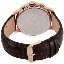 Tommy Hilfiger Mens Casual Stainless Steel Quartz Watch with Leather Calfskin Strap, Brown, 22 (Model: 1791308)