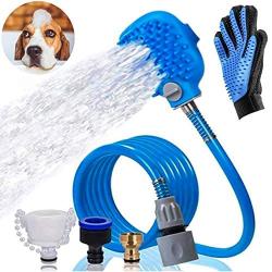 Companet Pet Dog Shower Sprayer Pet Bathing Scrubber Tool and Grooming Glove for Shower, Bath Tub, or Outdoor Garden Hose