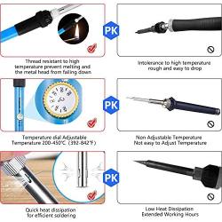 Vastar Soldering Iron Kit, Full Set 60W 110V Soldering Welding Iron Kit - Adjustable Temperature, 5pcs Different Tips, Desoldering Pump, Stand, Anti-static Tweezers and Additional Solder Tube