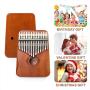 Upgraded version Kalimba Thumb Piano 17 Keys finger piano kalimba with Mahogany Portable Mbira Gift for Kids Adult (vintage red)