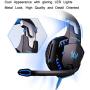 G2000 Stereo Gaming Headset for PS4 Xbox One, Bass Over-Ear Headphones with Mic, LED Lights and Volume Control for Laptop, PC, Mac, iPad, Computer, Smartphones, Blue(Blue)