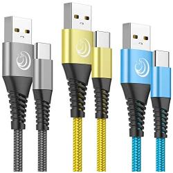 USB C Cable 3A Fast Charging 6FT 3Pack Nylon Type C Phone Charger Cord for Samsung Galaxy S9 S10 S10e S20 A10e A01 A11 A20 A21 A31 A41 A50 A51 A71, LG K51 Stylo 6 5 G8 V60, Moto G Stylus Power G7 Z4