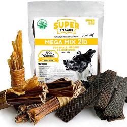 Super Snacks Dog Treats Variety Pack 2LB - High Protein Beef Chews for Dogs, 100% Natural & Digestible: Liver, Tendons, Beef Jerky Sticks, MooTubes & Braided Jerky, All in One for Puppies & Large Dogs