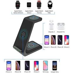 Wireless Charging Stand, GEEKERA 3 in 1 Wireless Charger Fast Charging Dock Station for Apple Watch 5 4 3 2 1, Airpods Pro, iPhone 11/11 Pro/X/Xr/Xs/8 Plus, and Qi-Certified Phones