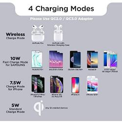 Wireless Charger Fast Qi Certified, 10W Max Wireless Charging Pad for iPhone 11/11 Pro/11 Pro Max/XS MAX/XR/XS/X/8 Plus, Samsung Galaxy S20/Note 10/S10/9/S9/S8, AirPods Pro (No AC Adapter)