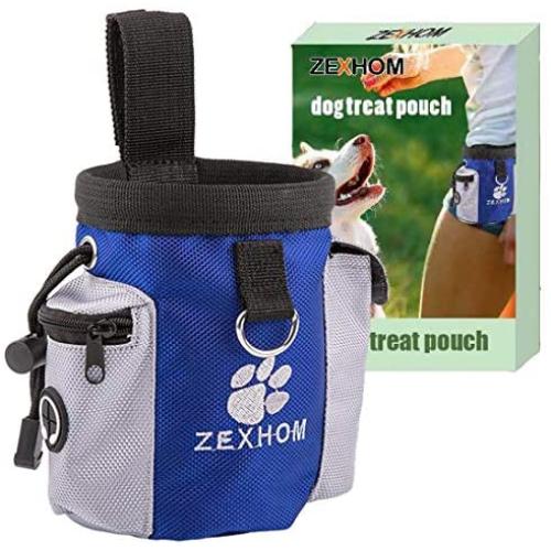 ZEXHOM Dog Treat Pouch, Portable Dog Training Bag with Belt Clip, Drawstring Design Training Pouch with Dog Bag Dispenser, Perfect Food Snack Storage Holder for Puppy Training and Walking