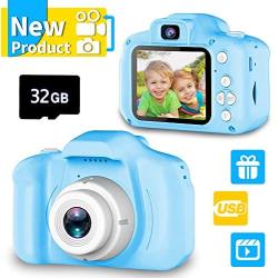 Seckton Upgrade Kids Selfie Camera, Best Birthday Gifts for Boys Age 3-9, HD Digital Video Cameras for Toddler, Portable Toy for 3 4 5 6 7 8 Year Old Boy with 32GB SD Card-Blue