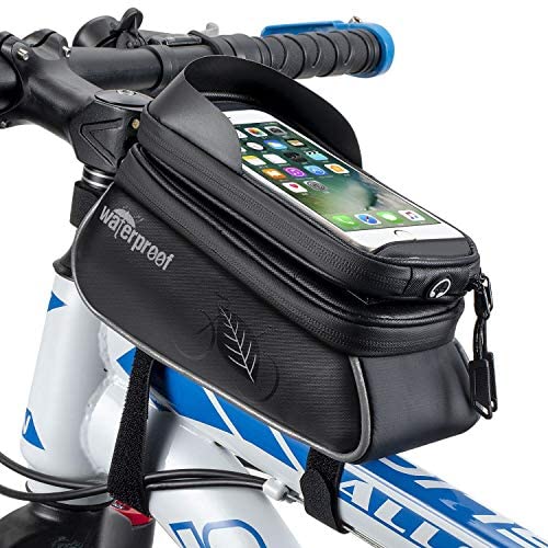 WOTOW Bicycle Phone Mount Bags, Waterproof Bike Front Frame Top Tube Handlebar MTB Cycling Bag with TPU Touch Screen Cell Phone Holder, Fits for iphone7 8 Plus/XR/Xs Max Samsung Huawei Up to 6.6"