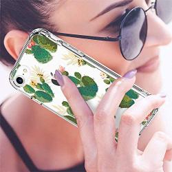 LUHOURI iPhone SE Case 2020,iPhone 8 Case,iPhone 7 Case with Screen Protector,Clear with Cactus in Flower for Girls Women,Protective Phone Case for iPhone 7 /iPhone 8/ iPhone SE2